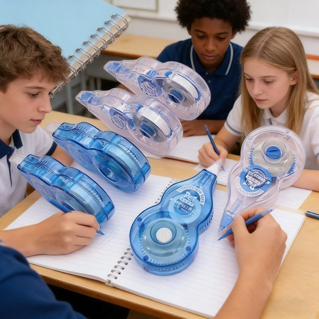 6-teiliges Kissbuty Roller-Korrekturband-Set in Weiß und Blau, 8 m x 5 mm, Fehlerkorrektor für Schule und Büro - Bild 1