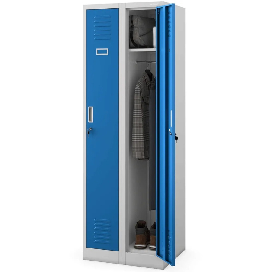 JAN NOWAK Umkleideschrank KACPER Spind mit 2 Abteilen aus Stahl in Grau-Blau, H: 180 cm, B: 60 cm, T: 50 cm - Bild 2