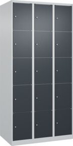 C+P Schließfachschrank Classic PLUS mit 3 Abteilen, Anthrazitgrau und Lichtgrau, B/T/H: 90 x 50 x 185 cm - Bild 1
