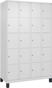 C+P Schließfachschrank Classic PLUS mit 4 Abteilen und Füßen, Farbe RAL 9016 Verkehrsweiß, B/T/H: 120 x 50 x 195 cm - Bild 1