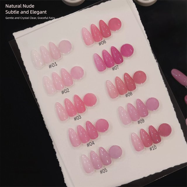 MISS MIANEL Rosa Nude Ice Clear Jelly Gel Nagellack, 10 ml, Glänzend - Bild 1