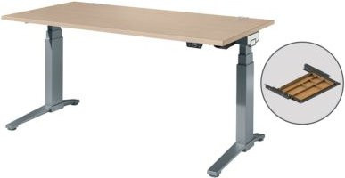 Schäfer Shop Genius ERGOSTYLE S Schreibtisch elektrisch höhenverstellbar, Rechteck, Eiche/Anthrazit, B: 160 cm, T: 80 cm, H: 63,5-130,5 cm, inkl. Memory Master und Schublade - Bild 1