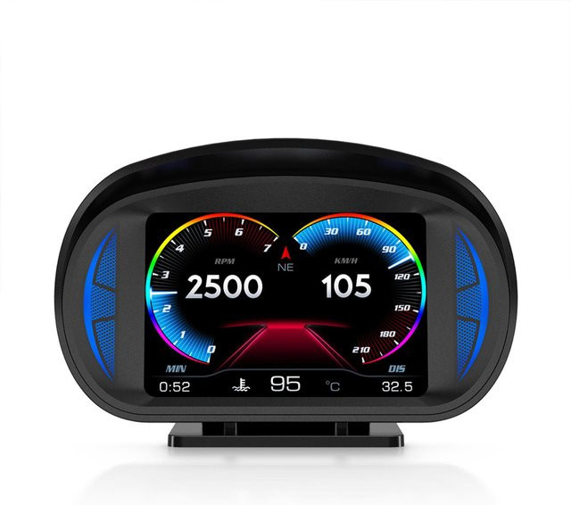 Multifunktionales Auto Head Up Display mit GPS, OBD, Neigungsmesser und Atmosphäre-Beleuchtung, Voll-LCD Smart Gauge in Schwarz - Bild 1