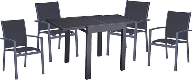 Garden Pleasure Gartenmöbel-Set Elena 5-teilig aus Aluminium in Anthrazit mit ausziehbarer Tischplatte - Bild 1