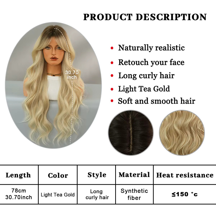 NAMM Perücke, blonde Locken mit Pony, synthetisch, Damen - Bild 5