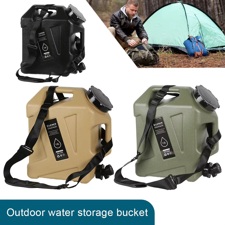 Alloet Wasserbehälter 12 l, auslaufsicherer Wasserspeichertank in Beige für Camping, Auto und Outdoor - Bild 2