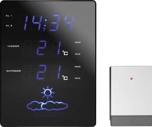 Techno Line WS 6820 Funk-Wetterstation in Schwarz und Blau mit maximal einem Sensor - Bild 1
