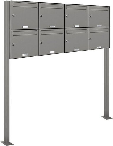 AL Briefkasten-System für 8 Parteien, freistehend, grau, B/H/T: 153,444 x 150,0 x 11,6 cm - Bild 1