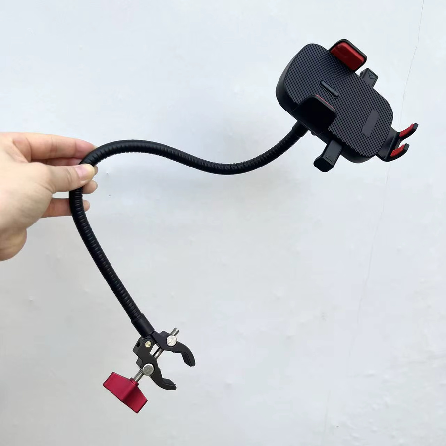 Metall-Clip-Schlauch-Handyhalter in Schwarz für Rollstuhl, Fahrrad und Nachttisch - Bild 2