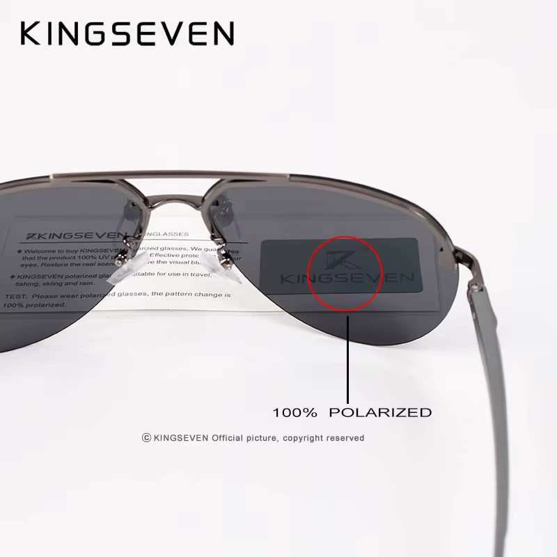KINGSEVEN Sonnenbrille Aviator, randlos, Metall, polarisiert, Unisex, grau - Bild 4