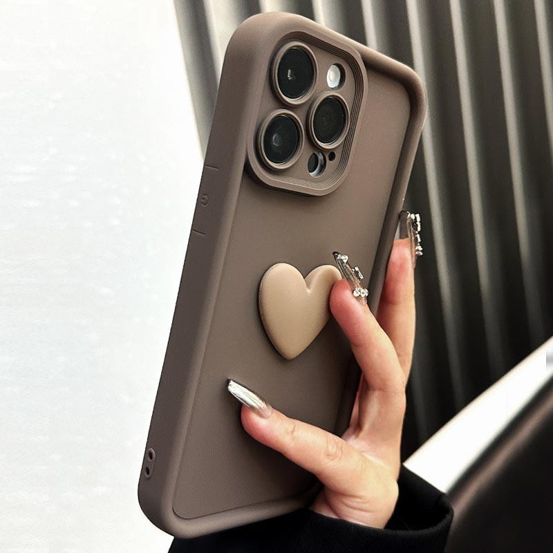 Xiaomi Redmi Note 13 Pro 5G Handyhülle mit 3D Liebesherz Design aus Silikon und PC in Braun - Bild 1