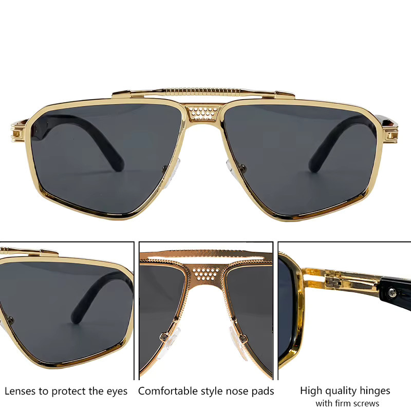 GENTLE LIU Sonnenbrille Square, Metall, Vollrand, Gold, Herren - Bild 2