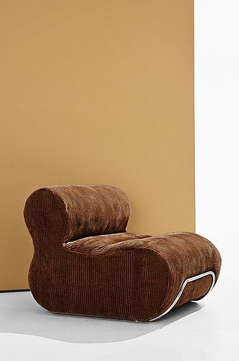 Archie Sessel im Retro-Design mit Samtbezug und Metallgestell in Beige, Braun oder Grün - Bild 1
