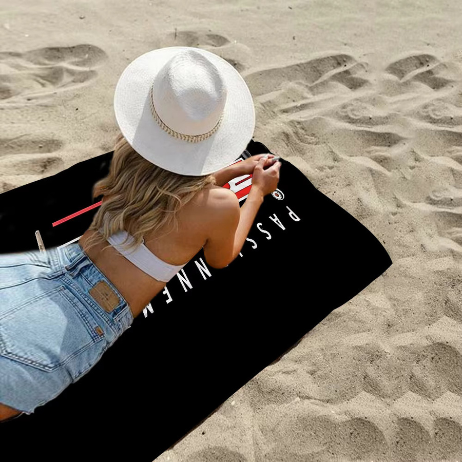 FACOM Logo Strandtuch für Kinder mit niedlichem Cartoon-Design, Saugfähiges Mikrofaser-Badetuch für Strand und Pool, Schwarz - Bild 4