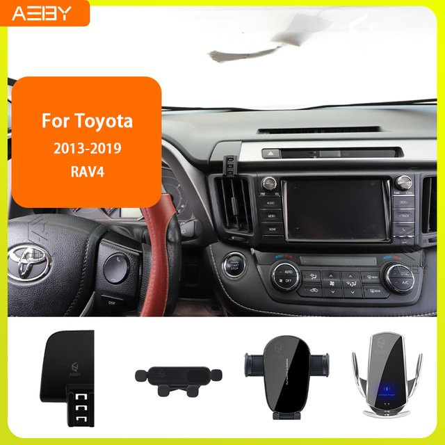Handyhalterung mit kabelloser Ladestation für Toyota RAV4 2013-2019 in Schwarz - Bild 1
