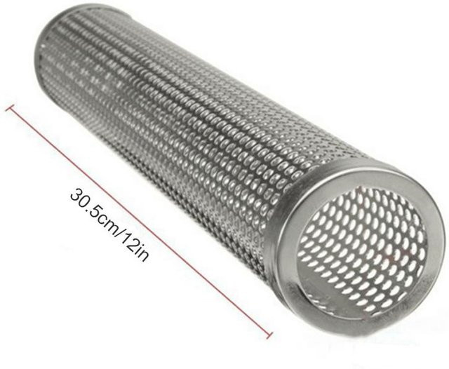 Edelstahl Netz-Pellet-Räucherröhre rund für Outdoor Grill zum Kalt- und Heißräuchern in Silber - Bild 1