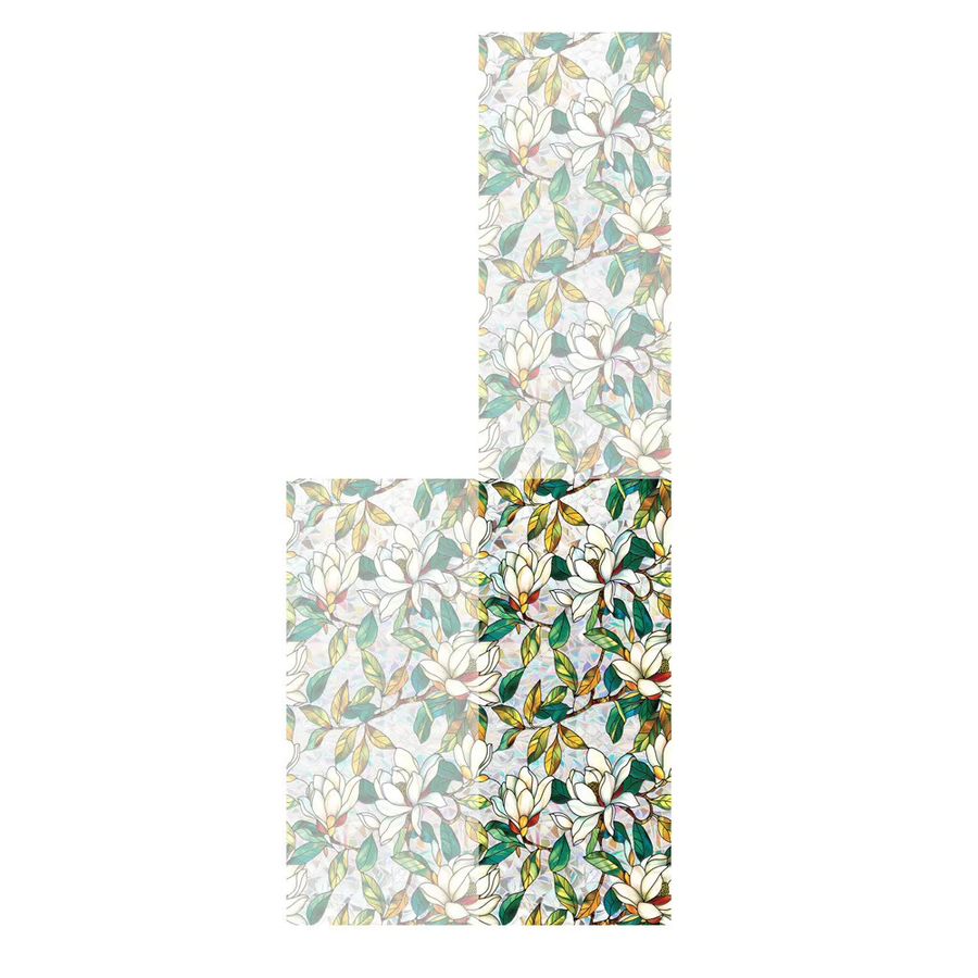 APWIKOGER Sichtschutzfolie mit floralem Rosenmuster in Multicolor, dekorative Fensterfolie aus Buntglas als abnehmbare statische Aufkleber - Bild 3
