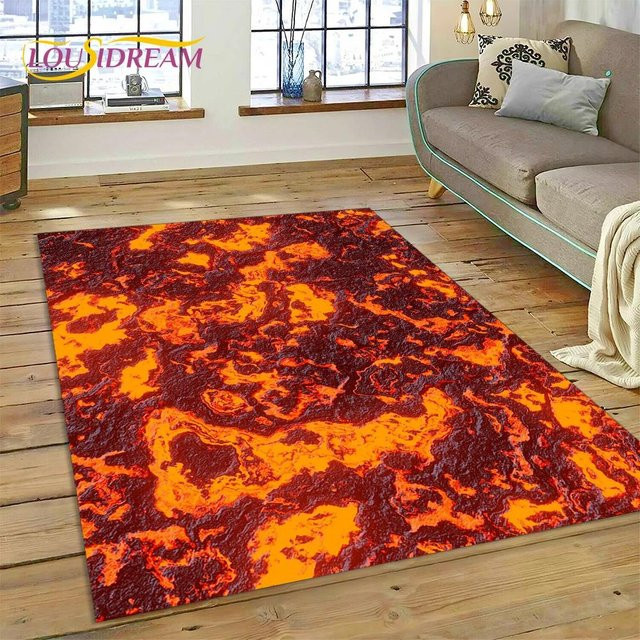 Karpetti Vulkan 3D Lava Magma Teppich, orange, B/T: 120 x 80 cm - Bild 1