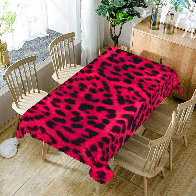 Wasserdichte Tischdecke mit Zebra- und Leopardenmuster von JMG Household Supplies, Pink, B x T: 100 x 140 cm - Bild 1