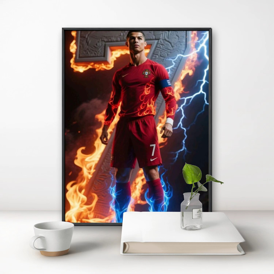 Potdemiel Diamantmalerei Cristiano Ronaldo 5D DIY Vollrunde Diamantmalerei in Multicolour zur Wanddekoration für Wohnzimmer und Schlafzimmer - Bild 2