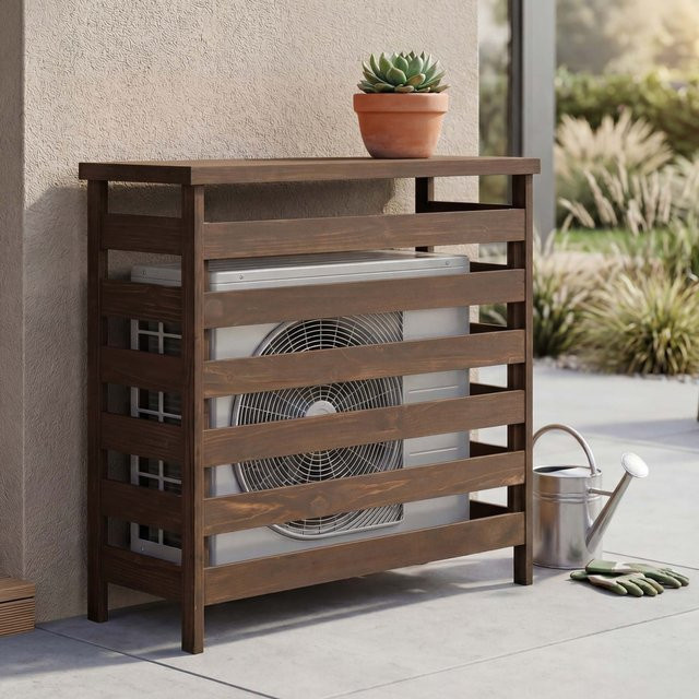 MCW Verkleidung für Klimaanlage und Wärmetauscher Q15 aus Holz in Dunkelbraun, B/T/H: 78 x 84 x 32 cm - Bild 1
