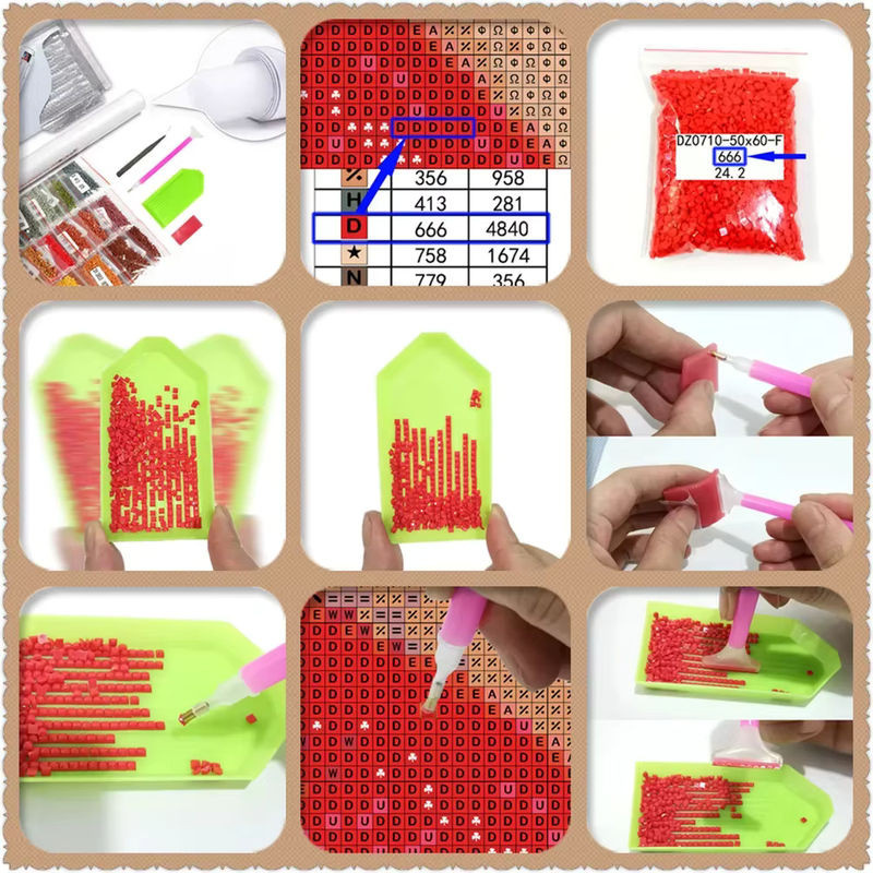 DIY Van Gogh Kunst Diamant Malerei 5D Mosaik Set mit runden Steinen in Rot für abstrakte Garten Mandelblüten und Sternennacht Dekoration, B/H: 40 x 40 cm - Bild 1