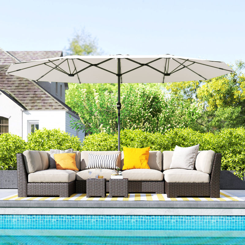 Outsunny Doppelsonnenschirm beige aus Stahl und Polyester mit UPF 50+, B/H/L: 260 x 240 x 436 cm - Bild 2