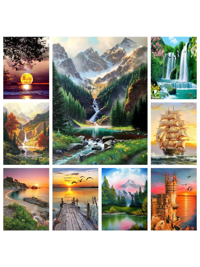 YUTTEE DIY 5D Diamantmalerei Landschaft Wald Mosaik Kunstbild mit Strass Steinen in Multicolor zur Wandmontage - Bild 4