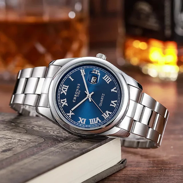 CHRONOS Armbanduhr, Quarz, Edelstahl, Blau, Herren - Bild 1