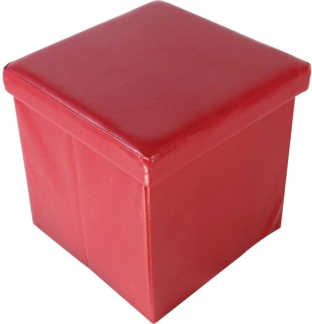 ECHTWERK Sitzwürfel in Rot mit abnehmbarem Bezug aus Kunstleder, B/T/H: 38 x 38 x 38 cm - Bild 1