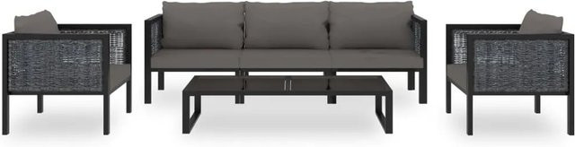 vidaXL 6-tlg Garten-Lounge-Set mit Auflagen aus Poly Rattan und Aluminium in Anthrazit - Bild 1