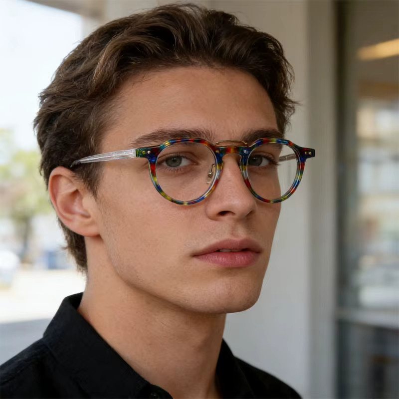 KSVEREN Lesebrille, Acetat, Rund, Vollrand, Transparent, Unisex - Bild 2