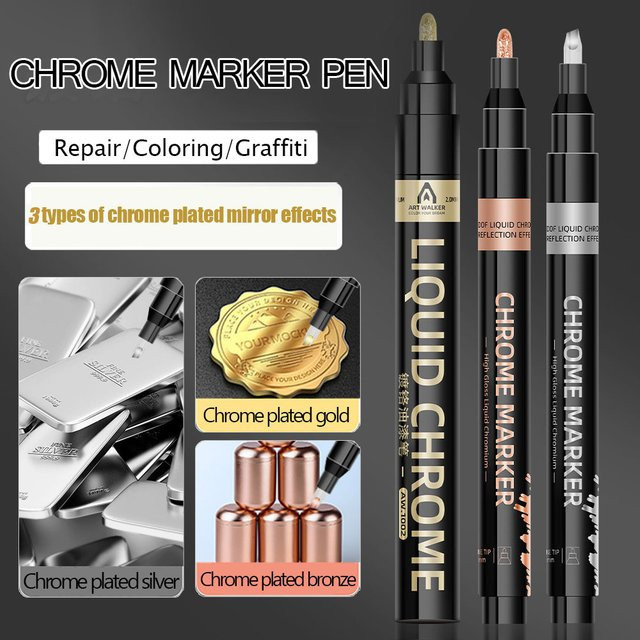 Permanente Chrom Spiegel Marker Stifte für DIY und Auto Styling in Gold und Silber - Bild 1