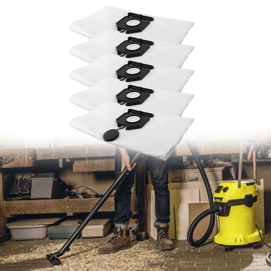 5 Stück Karcher Staubsauger Vliesstoff Staubbeutel in Weiß für 30L Volumen - Bild 2
