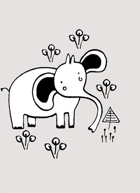 Komar Wandbild Scribble Elephant, Paper Poster, Multicolor, Breite: 30 cm, Höhe: 40 cm - Bild 1