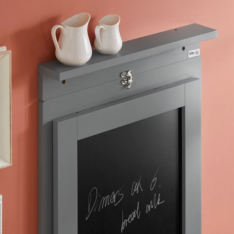 SoBuy FWT20 Wandklapptisch mit Drop-Leaf und Memo-Board, platzsparender Esstisch aus MDF in Weiß oder Grau für Küche und Home-Office - Bild 4