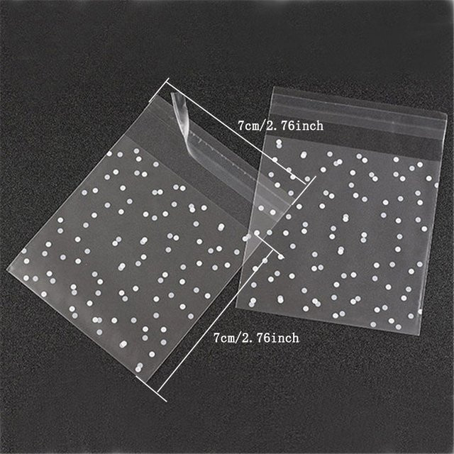 100 Stück Transparente Zellophan Beutel mit Polka Dot Design für Candy, Cookies und Geschenke zum Selberkleben - Bild 1