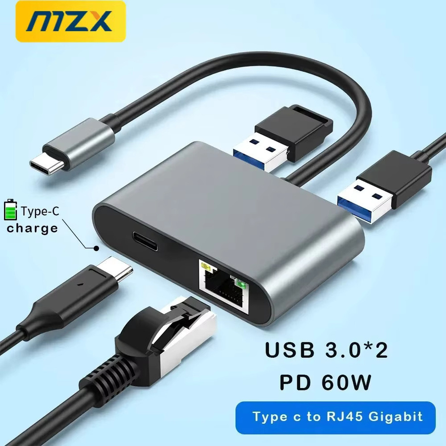 MZX USB-C Dockingstation mit Gigabit-LAN-Adapter und 60W PD Ethernet Hub - Bild 2