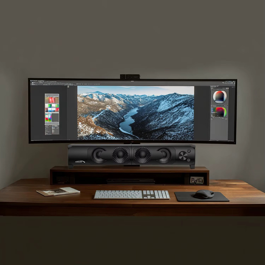 Audiocore AC955 Soundbar Computer-Lautsprecher in Schwarz mit LED, USB 5V und Lineareingang - Bild 2