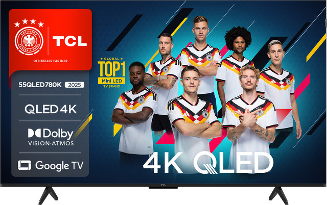 TCL 55QLED780K QLED Smart TV in Schwarz mit 4K UHD, Wi-Fi und Bluetooth - Bild 1