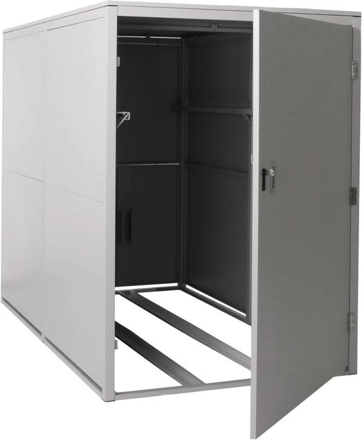 MCW 2er-Fahrradgarage L56c aus Metall mit Ablage, abschließbar, Hellgrau, B/T/H: 160 x 113 x 209 cm - Bild 1