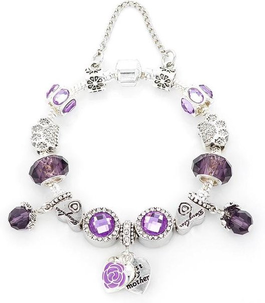 Allbestart Charm-Armband, Schlangenkette, Kristalle, versilbert, 19cm, Damen - Bild 1