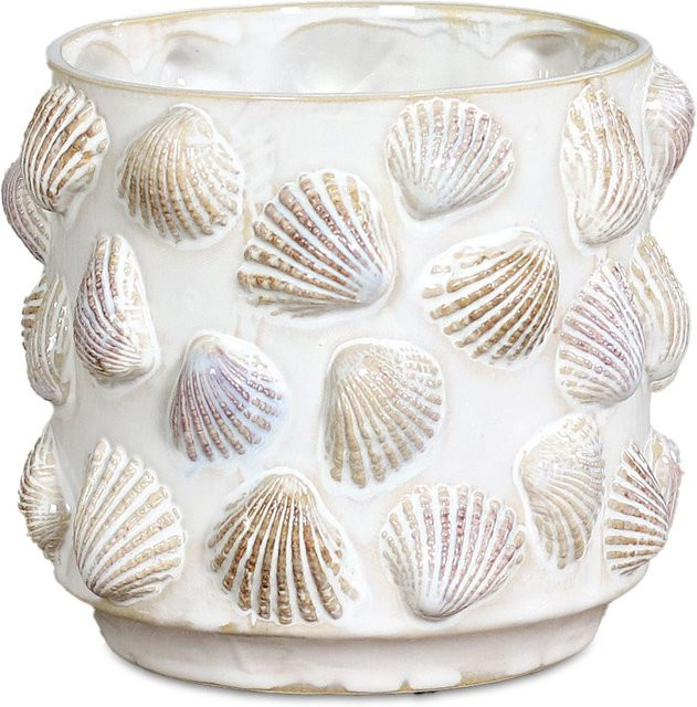 Vase MUSCHEL aus Keramik in Pink und Weiß mit maritimen Akzenten - Bild 1