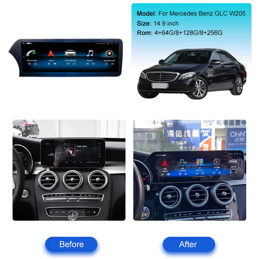 Aotsr Android 13 Multimedia Head Unit für Mercedes Benz GLC W205 mit 14,9 Zoll Display, Wireless CarPlay, GPS, WiFi und 4G, Schwarz - Bild 5