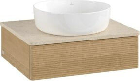 V&B Waschtischunterschrank Antao mit Frontstruktur in Honey Oak, B/H/T: 60 x 50 x 19 cm - Bild 1
