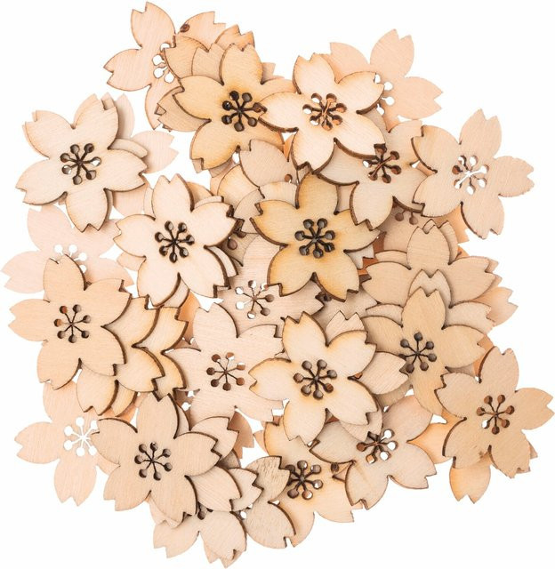 Rico Design Holzstreu Kirschblüte in Natur, 48 Stück - Bild 1