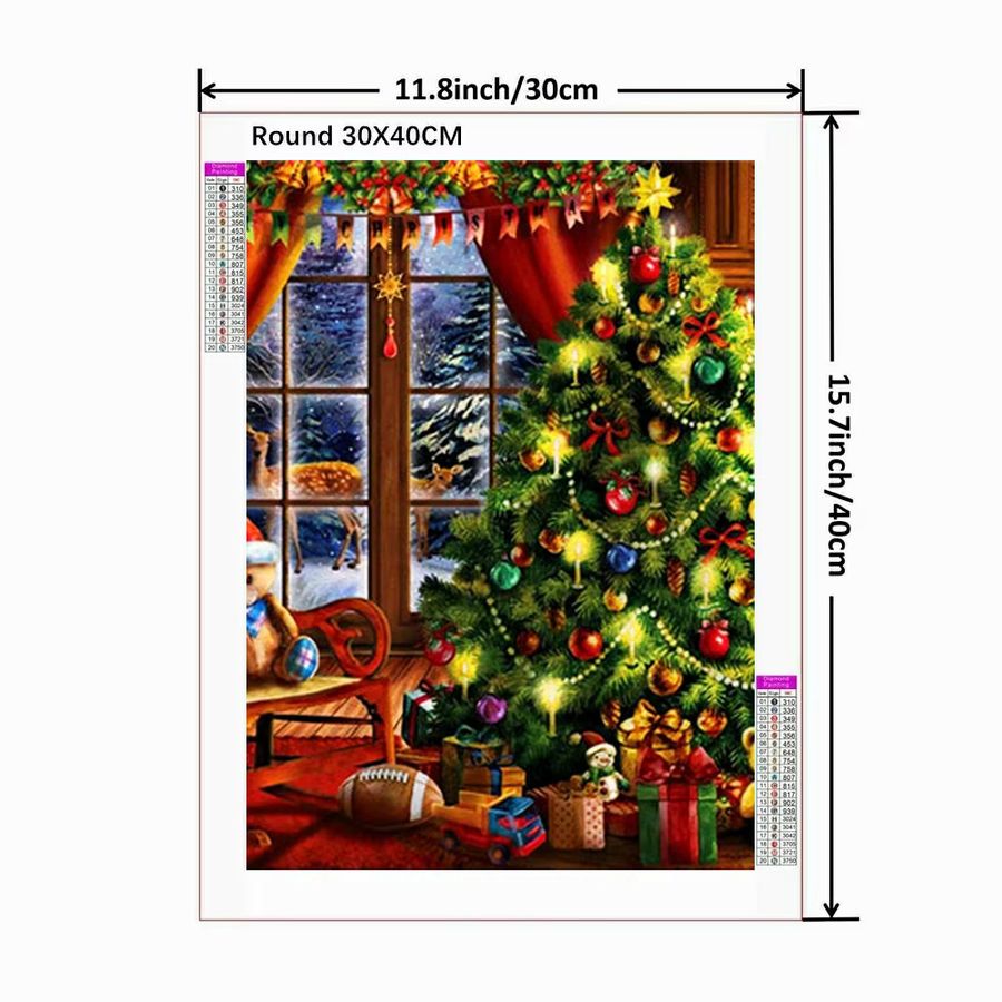 Potdemiel 5D DIY Diamant Malerei Weihnachtsmann und Weihnachtsbaum mit runden Bohrern als Mosaik Wandkunst Dekoration - Bild 2