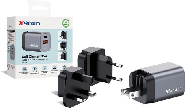 Verbatim GNC-35 Universal GaN-Ladegerät 35W mit 1x USB-A und 1x USB-C in Schwarz/Grau - Bild 3