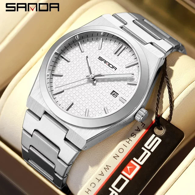 SANDA Armbanduhr Quarz, Edelstahl, Silber, Herren, Datum - Bild 1