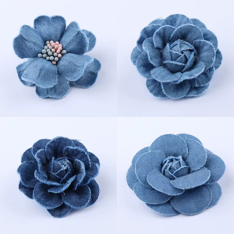 Blaues Denim-DIY-Blumen-Set mit Spitzenbesatz für Kleidung und Scrapbooking - Bild 2